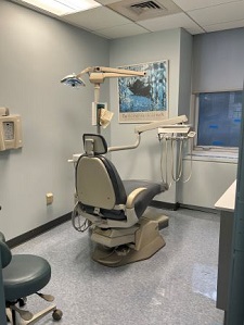 dental chair in operatory